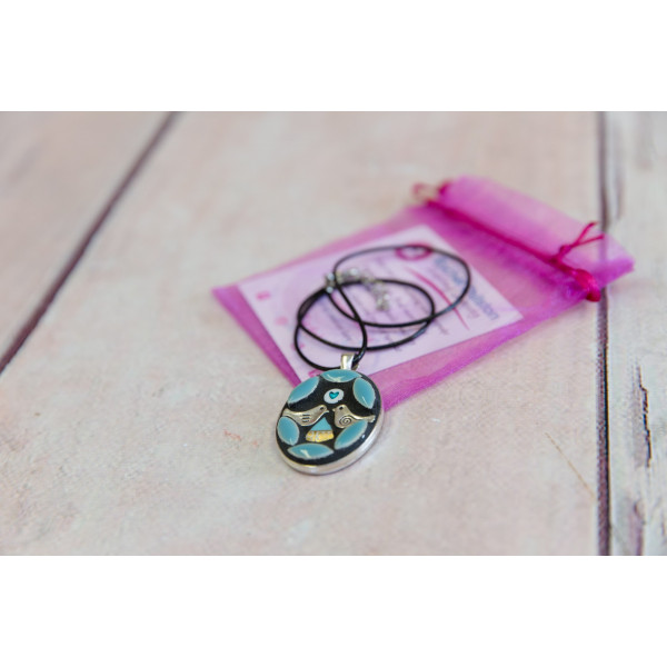 teal love bird pendant